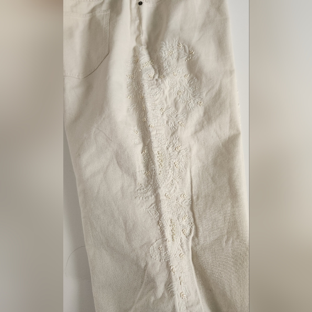 NWOT Lauren Ralph Lauren Cropped Wide Leg Embroidered Raw Hem Size 18W - Picture 8 of 11